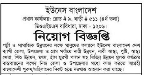 Job Circular At Unes Bangladesh