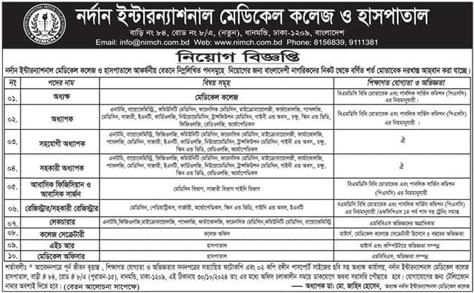 Northern International Medical College Job circular