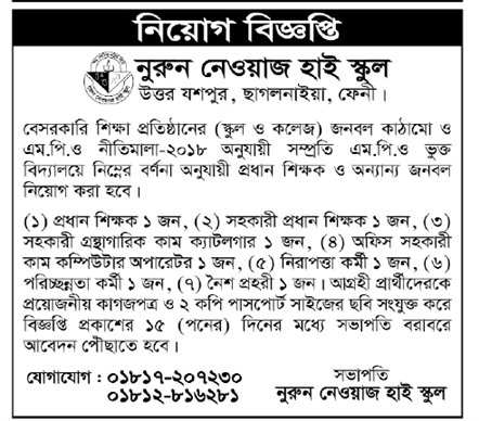 Nurun Newaz High School job circular