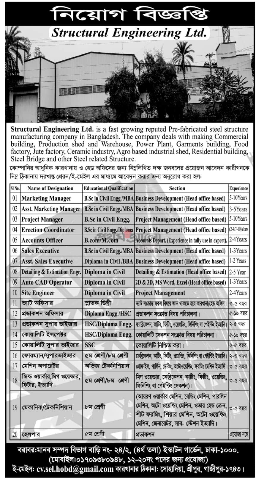 Structural Engineering Ltd job circular