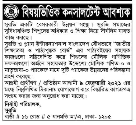 SUROVI NGO Job Circular