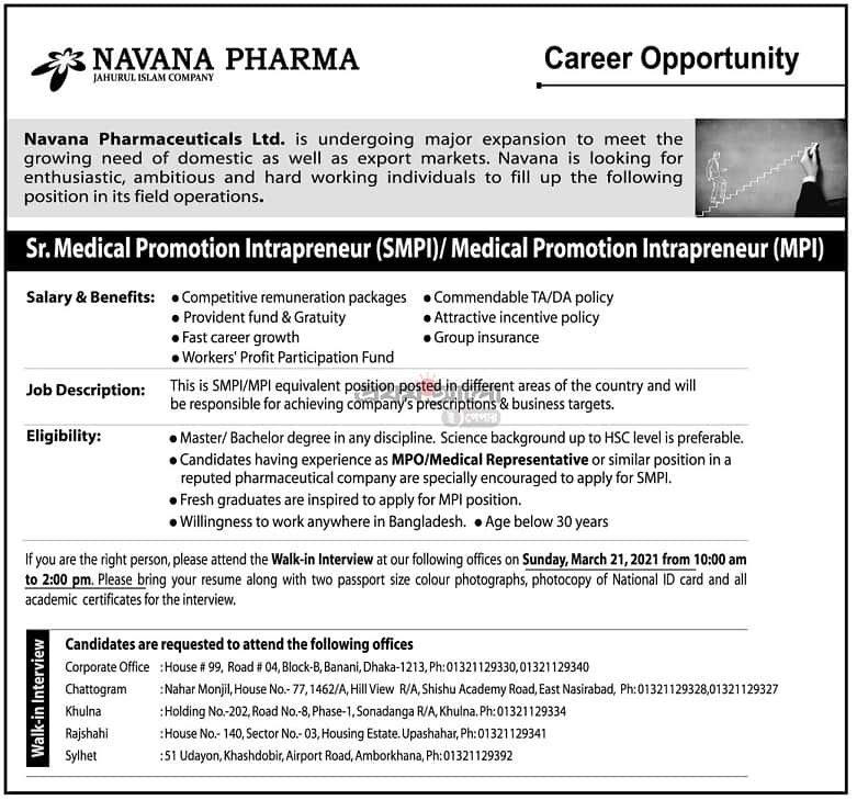 Pharmaceutical company Job circular