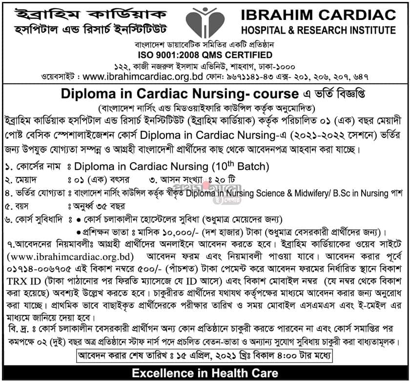 Ibrahim Cardiac Hospital And Research Institute Admission Circular