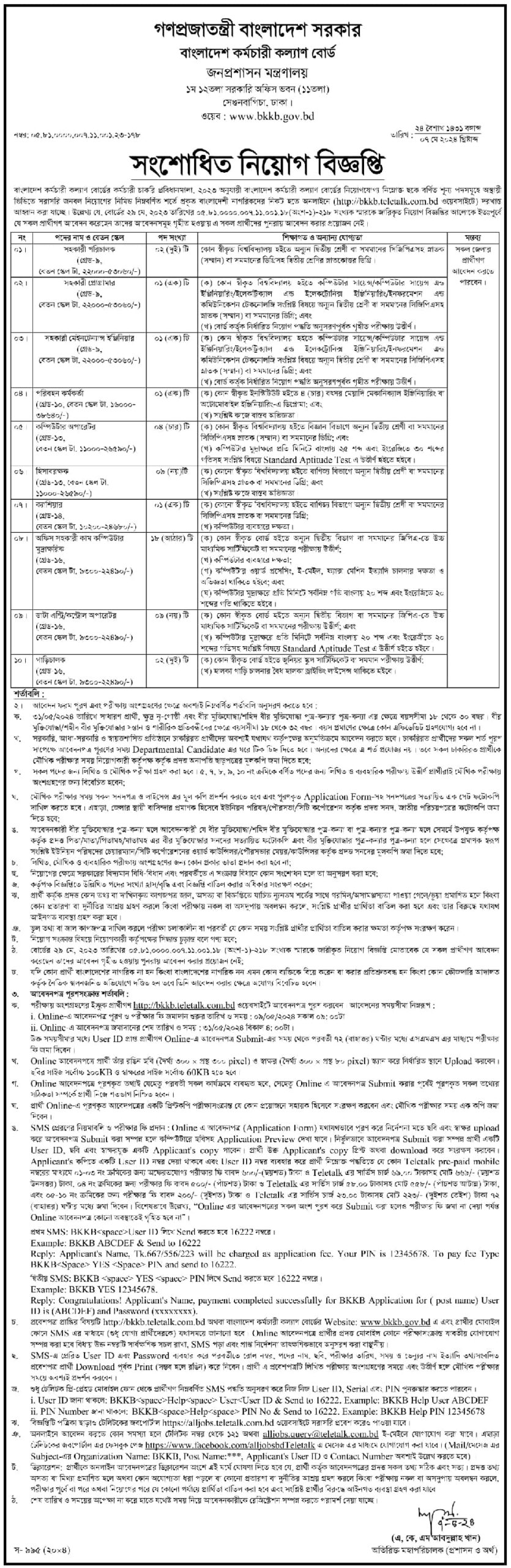 Bangladesh Employees Welfare Board Job Circular