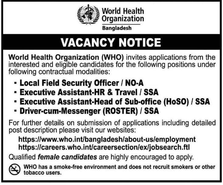 World Health Organization Job circular