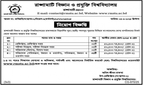 Rangamati Science and Technology University Job Circular