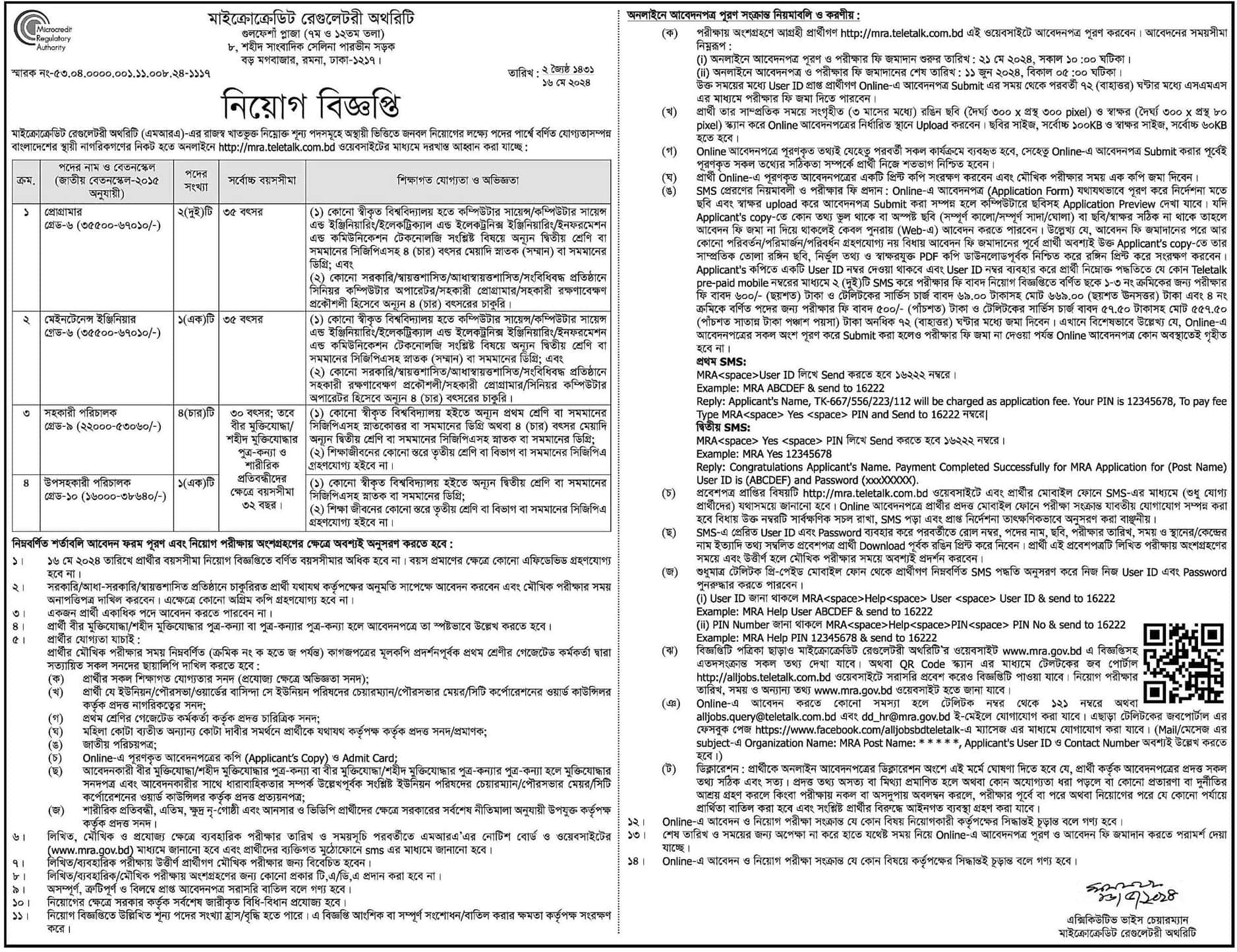 Microcredit Regulatory Authority Job Circular