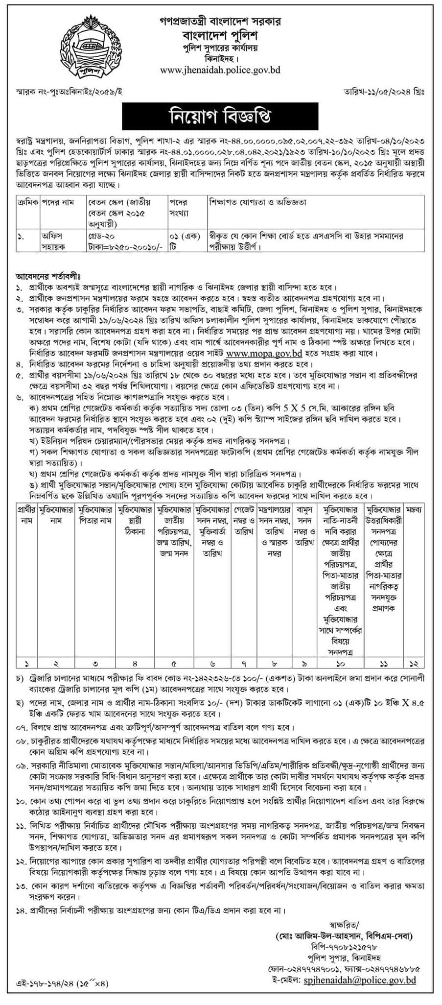 Bangladesh Police Job Circular