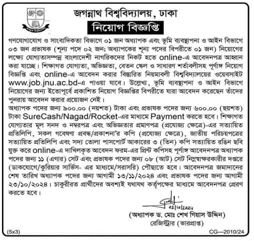 Jagannath University Job circular