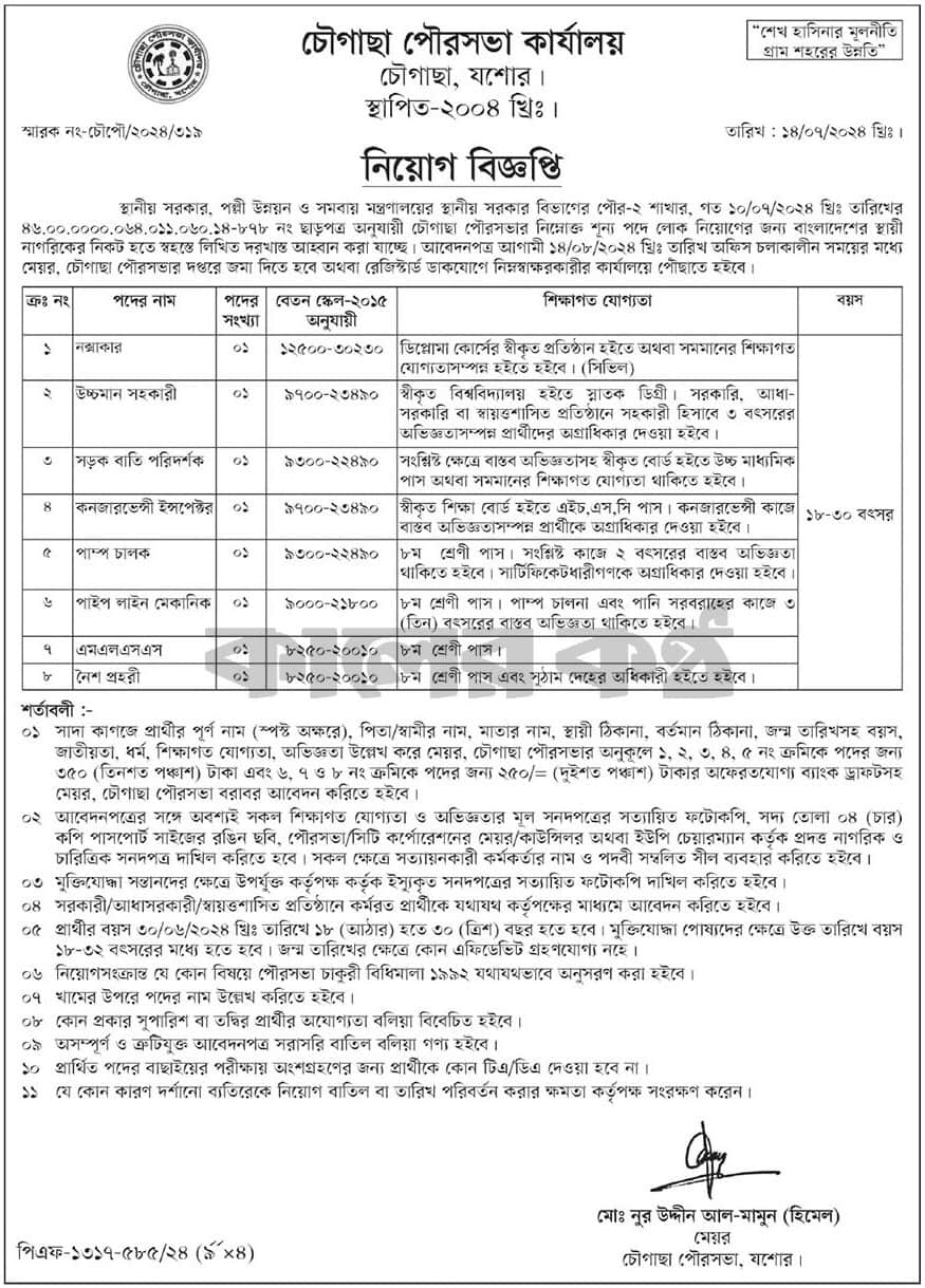 Municipality Office Job circular