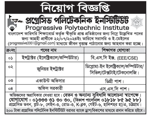 Progressive Polytechnic Institute Job Circular 